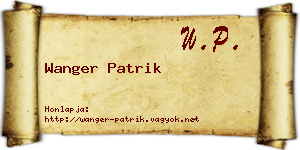 Wanger Patrik névjegykártya